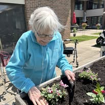 St. Monica residents enjoying a day of gardening.